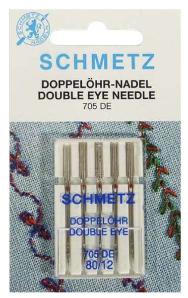 Aguja Schmetz doble ojo
