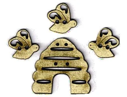 Botón Madera Colmena + 3 abejas