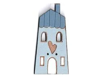 Botón Madera Pintada Casa Azul