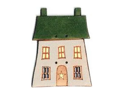 Botón Madera Pintada Casa Verde