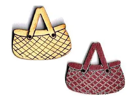 Botón Madera Pintada Cesta en Crema o en Rojo