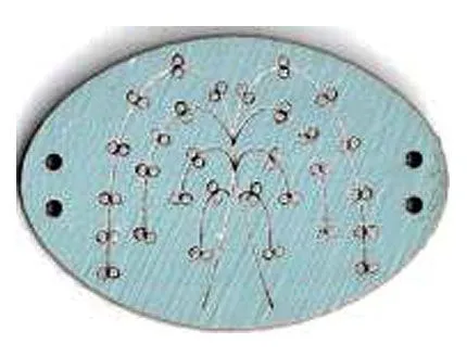 Botón Madera Pintada Árbol Azul