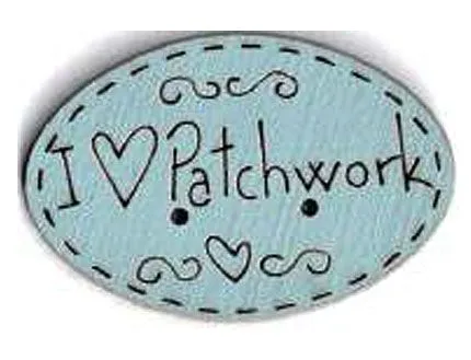 Botón Madera Pintada I Love Patchwork Azul