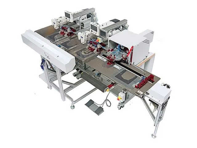 Máquina de plegado y costura de bolsillos de dos cabezales PS342FG2