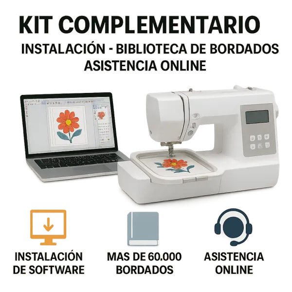 INSTALACIÓN, BIBLIOTECA DE BORDADOS Y ASISTENCIA ONLINE