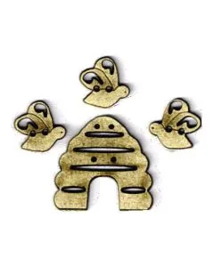 Botón Madera Colmena + 3 abejas