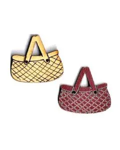 Botón Madera Pintada Cesta en Crema o en Rojo