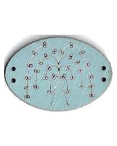 Botón Madera Pintada Árbol Azul