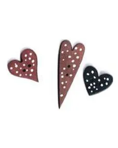 Botón Madera Pintada Corazones (x3)