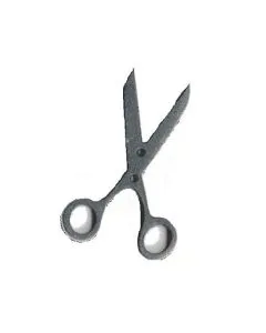 Botón Madera Pintada Tijeras Negro