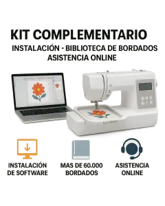 INSTALACIÓN, BIBLIOTECA DE BORDADOS Y ASISTENCIA ONLINE